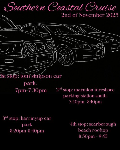 Southern Coastal Cruise — car meet in Perth, WA on Sunday 2 November 2025