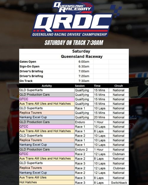 QRDC Queensland Racing Drivers' Championship - Saturday — car meet in Brisbane, QLD on Saturday 8 November 2025