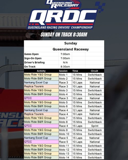 QRDC Queensland Racing Drivers' Championship - Sunday — car meet in Brisbane, QLD on Sunday 9 November 2025