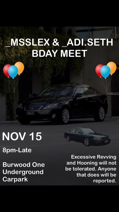 _MSSLEX & _ADI.SETH BDAY MEET — car meet in Melbourne, VIC on Saturday 15 November 2025