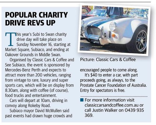 Subi to Swan Charity Drive Day — car meet in Perth, WA on Sunday 16 November 2025