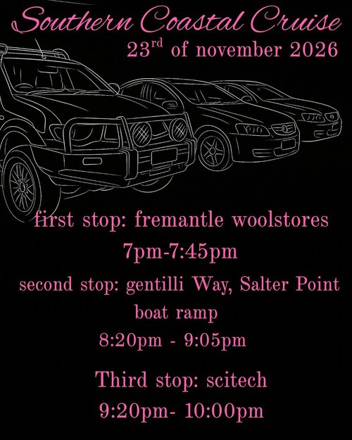 Southern Coastal Cruise — car meet in Perth, WA on Sunday 23 November 2025