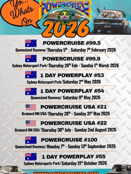 Powercruise 2026 Calendar — car meet in Sydney, NSW on Thursday 5 February 2026