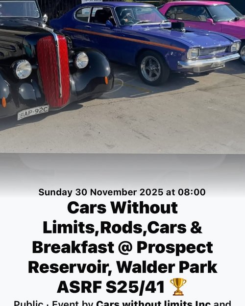 Cars Without Limits,Rods,Cars & Breakfast — car meet in Perth, WA on Sunday 30 November 2025