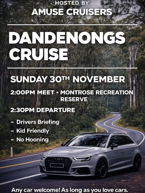 Dandenongs Cruise — car meet in Melbourne, VIC on Sunday 30 November 2025