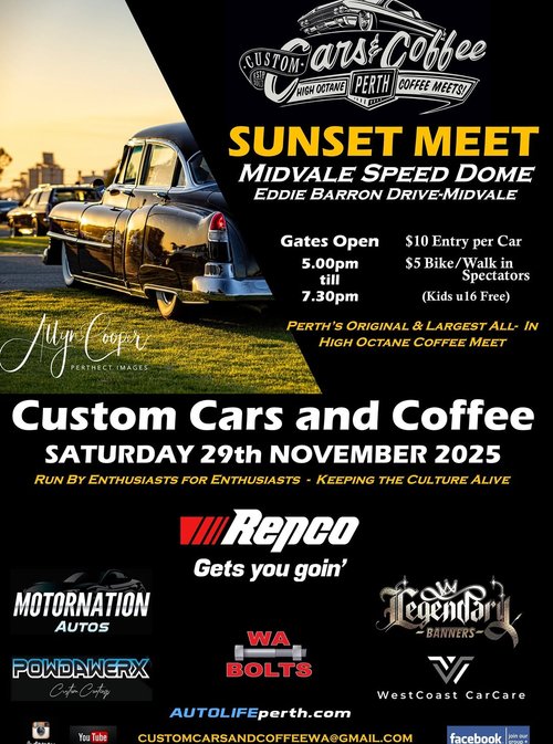 Sunset Meet — car meet in Perth, WA on Saturday 29 November 2025