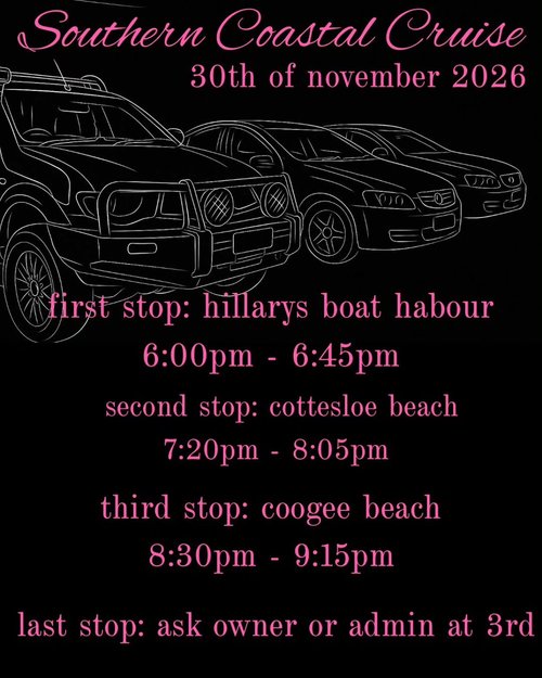 Southern Coastal Cruise — car meet in Perth, WA on Sunday 30 November 2025