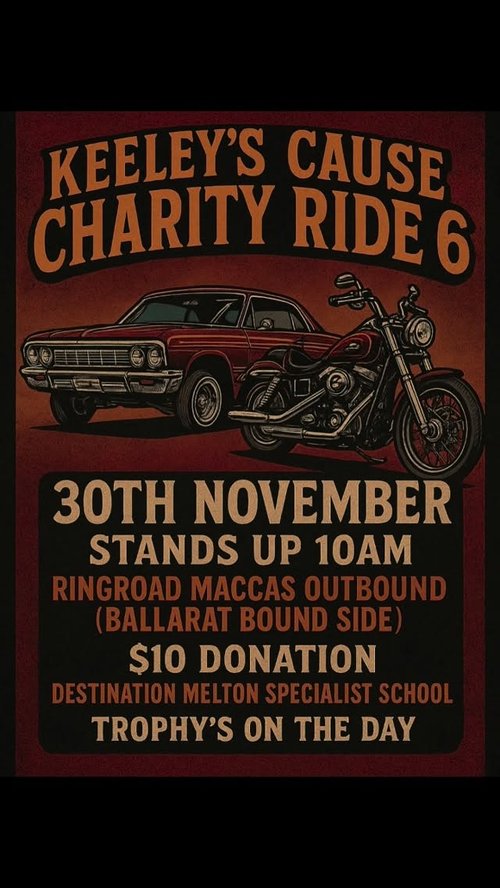 Keeley's Cause Charity Ride 6 — car meet in Melbourne, VIC on Sunday 30 November 2025