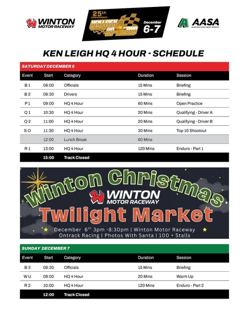 Ken Leigh HQ 4 Hour & Winton Christmas Twilight Market — car meet in Melbourne, VIC on Saturday 6 December 2025