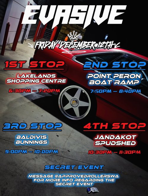Evasive Cruise — car meet in Perth, WA on Friday 12 December 2025