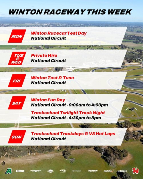 Winton Raceway This Week — track day in Melbourne, VIC on Monday 8 December 2025