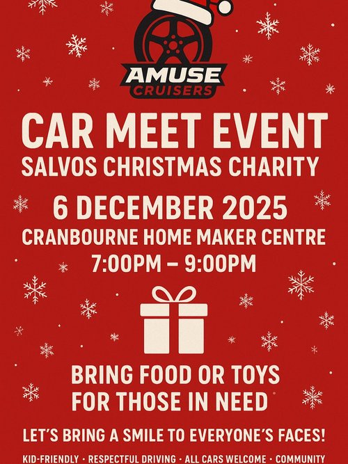 Amuse Cruisers Salvos Christmas Charity Car Meet — car meet in Melbourne, VIC on Saturday 6 December 2025