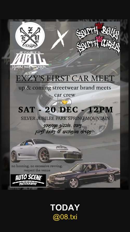 Exzy's First Car Meet — car meet in Brisbane, QLD on Saturday 20 December 2025