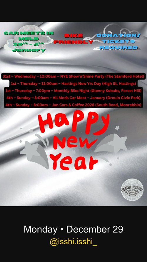 Car Meets in Melb — car meet in Melbourne, VIC on Monday 29 December 2025