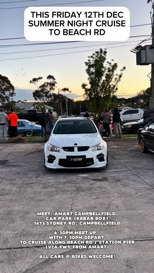 Summer Night Cruise to Beach Rd — car meet in Melbourne, VIC on Friday 12 December 2025