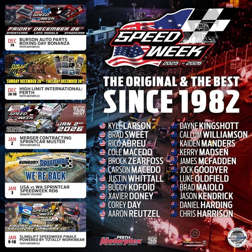 USA vs WA Sprintcar Speedweek 2025-2026 — track day in Perth, WA on Friday 26 December 2025
