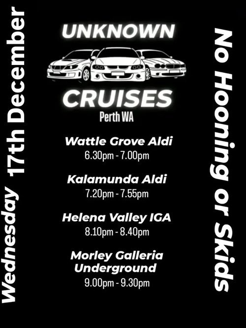 Unknown Cruises — car meet in Perth, WA on Wednesday 17 December 2025