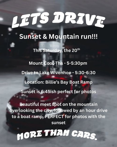 Sunset & Mountain run — car meet in Brisbane, QLD on Saturday 20 December 2025