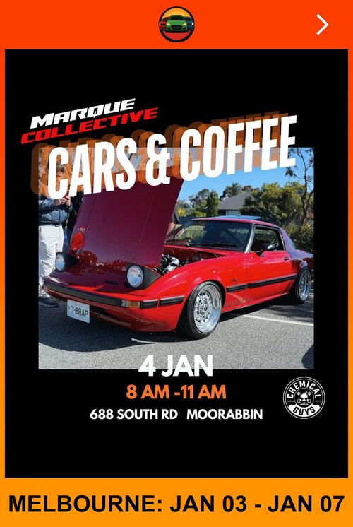 Cars & Coffee — car meet in Melbourne, VIC on Sunday 4 January 2026