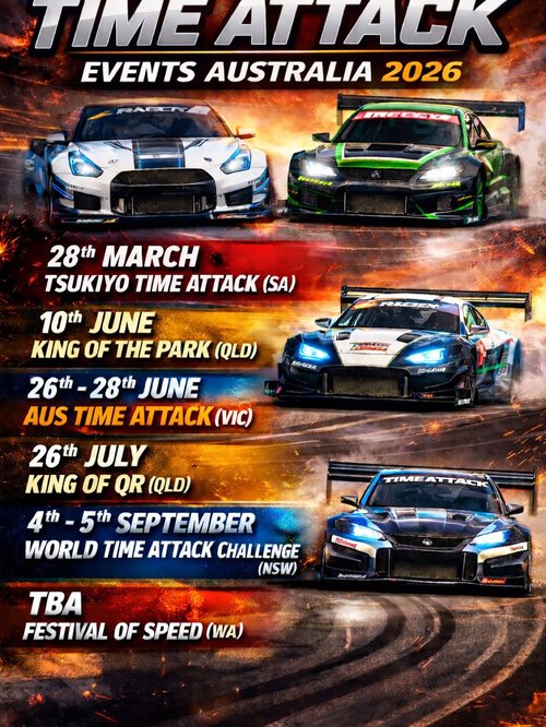Time Attack Events Australia 2026 — JDM spectator event in Melbourne, VIC on Saturday 28 March 2026