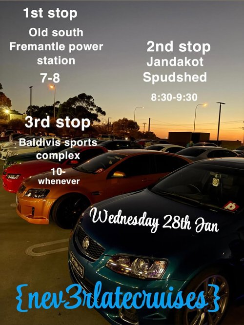 Nev3rlate Cruise — Muscle car meet in Perth, WA on Wednesday 28 January 2026