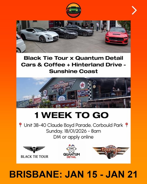 Black Tie Tour x Quantum Detail Cars & Coffee + Hinterland Drive - Sunshine Coast — car meet in Brisbane, QLD on Sunday 18 January 2026