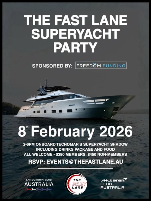 The Fast Lane Superyacht Party — Exotic car meet in Sydney, NSW on Sunday 8 February 2026