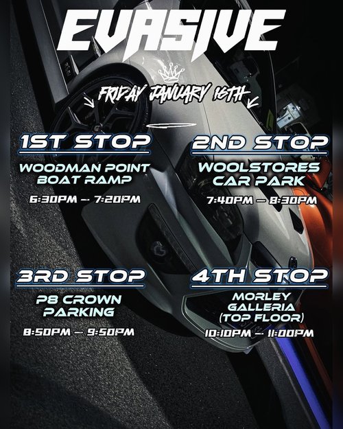 Evasive Underground Cruise — car meet in Perth, WA on Friday 16 January 2026