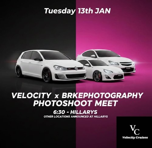 Velocity x BRKEPhotography Photoshoot Meet — car meet in Perth, WA on Tuesday 13 January 2026