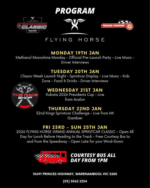 Classic Week Program at Flying Horse — spectator event in Melbourne, VIC on Monday 19 January 2026