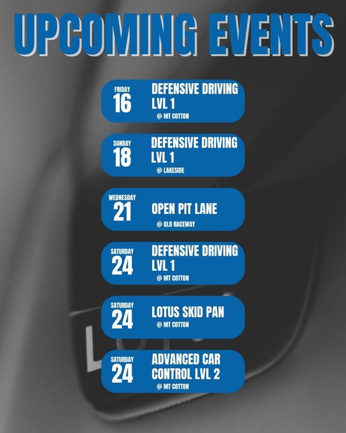 January Driving Events — track day in Brisbane, QLD on Friday 16 January 2026