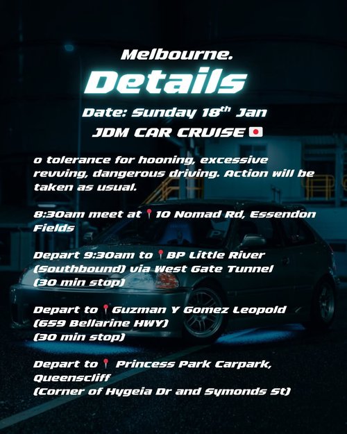 Exceed JDM Cruise — car meet in Melbourne, VIC on Sunday 18 January 2026