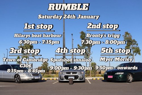 Rumble Cruise — Muscle car meet in Perth, WA on Saturday 24 January 2026