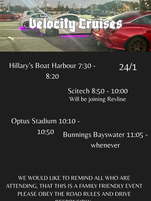 Velocity Cruise — car meet in Perth, WA on Saturday 24 January 2026
