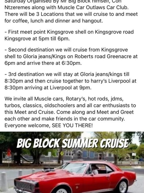 Big Block Summer Cruise — car meet in Sydney, NSW on Saturday 24 January 2026