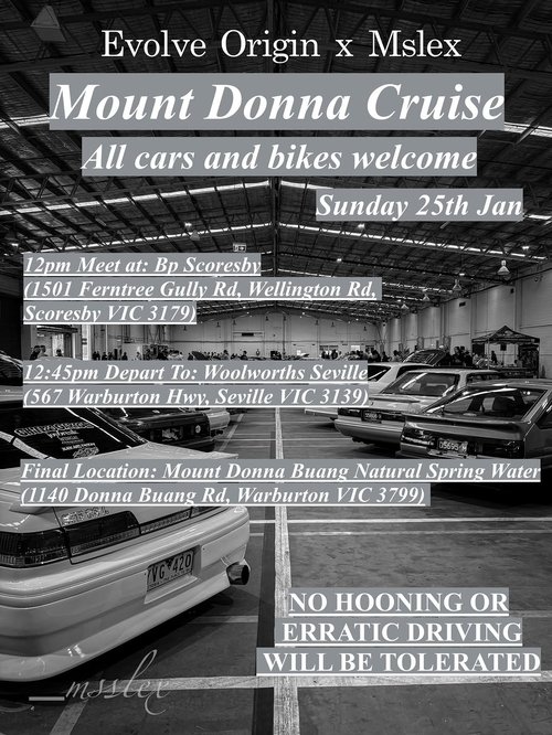 Mount Donna Cruise — JDM car meet in Melbourne, VIC on Sunday 25 January 2026