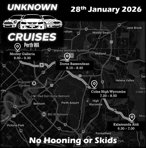 Unknown Cruises — car meet in Perth, WA on Wednesday 28 January 2026