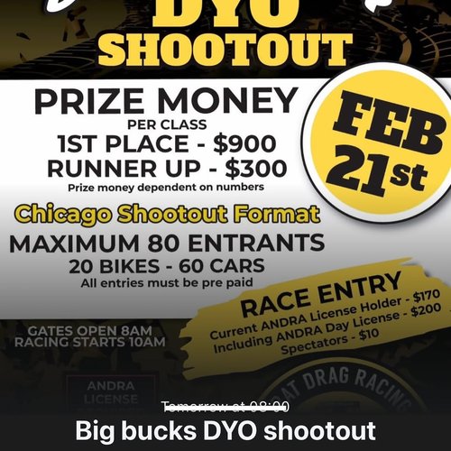 Big Bucks DYO Shootout — Muscle track day in Ballarat, VIC on Saturday 21 February 2026