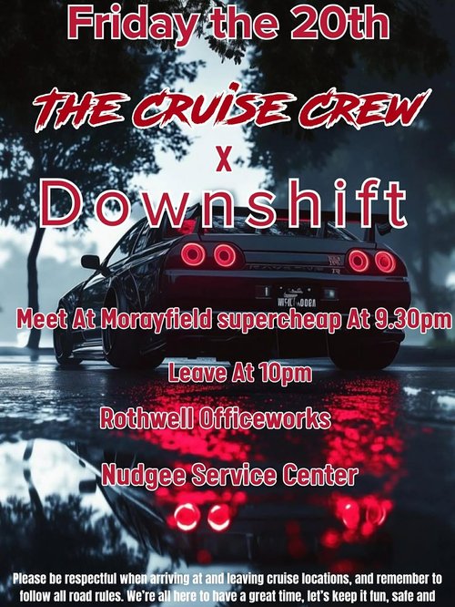 The Cruise Crew x Downshift Friday Cruise — JDM car meet in Brisbane, QLD on Friday 20 February 2026