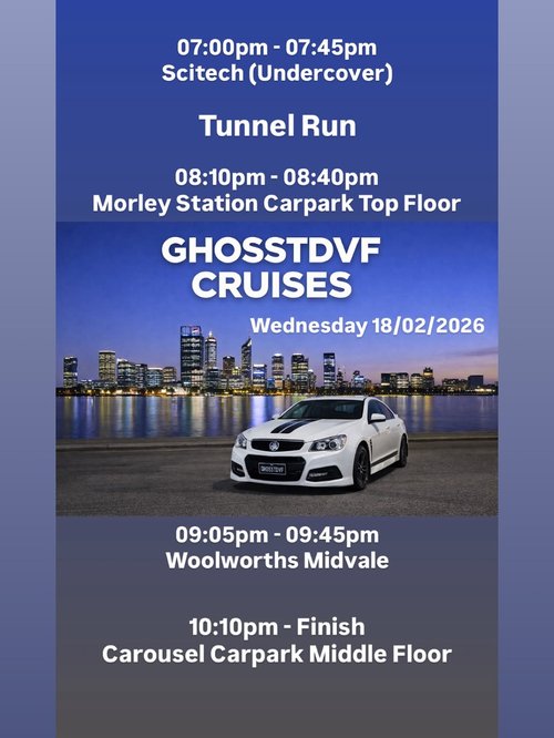 GHOSSTDVF Cruises — Muscle car meet in Perth, WA on Wednesday 18 February 2026