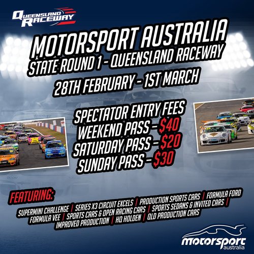 Motorsport Australia State Round 1 — spectator event in Brisbane, QLD on Saturday 28 February 2026