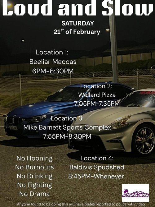 Loud and Slow Cruise — Stance car meet in Perth, WA on Saturday 21 February 2026