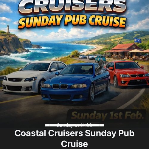 Coastal Cruisers Sunday Pub Cruise — car meet in Melbourne, VIC on Sunday 1 February 2026