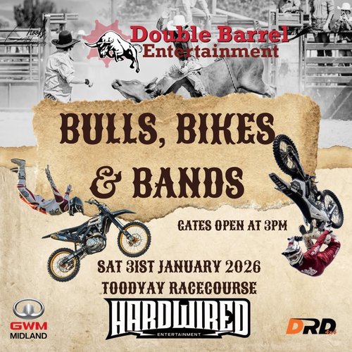 Bulls, Bikes & Bands — 4x4 spectator event in Perth, WA on Saturday 31 January 2026
