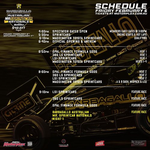 Barbagallo Australian Mr Sprintcar Nationals — spectator event in Perth, WA on Friday 6 February 2026