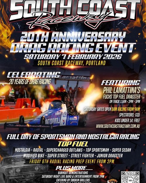 20th Anniversary Drag Racing Event — Muscle spectator event in Melbourne, VIC on Saturday 7 February 2026