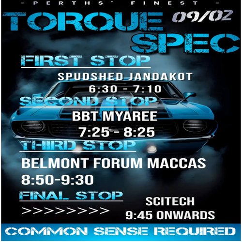 Torque Spec Cruise — Muscle car meet in Perth, WA on Monday 9 February 2026