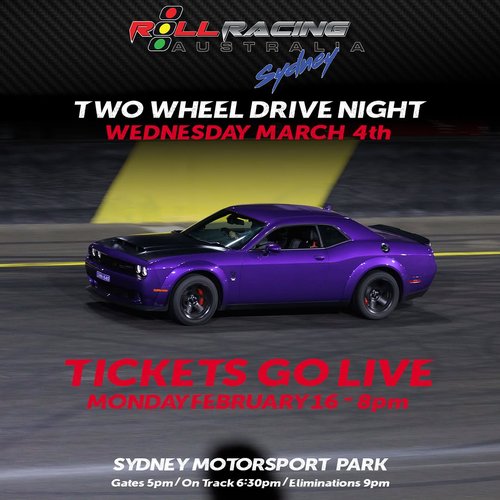 Two Wheel Drive Night — Muscle track day in Sydney, NSW on Wednesday 4 March 2026