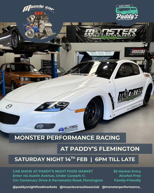 Monster Performance Racing at Paddy's Flemington — Muscle/JDM car meet in Sydney, NSW on Saturday 14 February 2026