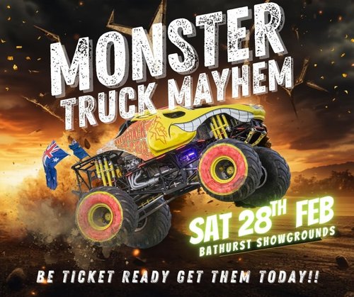 Monster Truck Mayhem Thrills & Stunt Show — spectator event in Bathurst, NSW on Saturday 28 February 2026